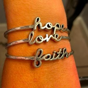 Faith, Hope, Love Bangle Set